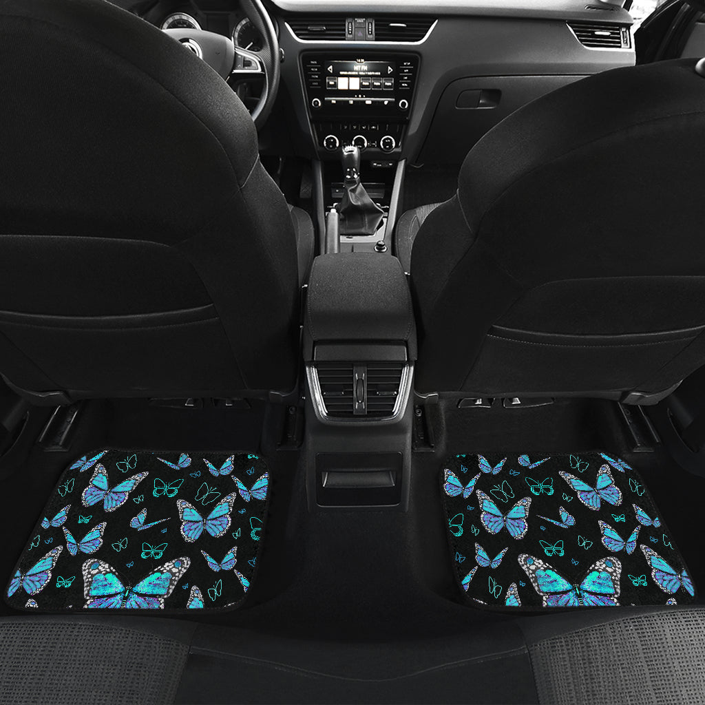 Small Blue Butterflies Front And Back Car Mats (Set Of 4)