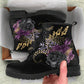 Goth Purple Flowers Vegan Combat Boots