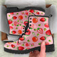Pink Strawberries Pattern Vegan Boots Mens Womens