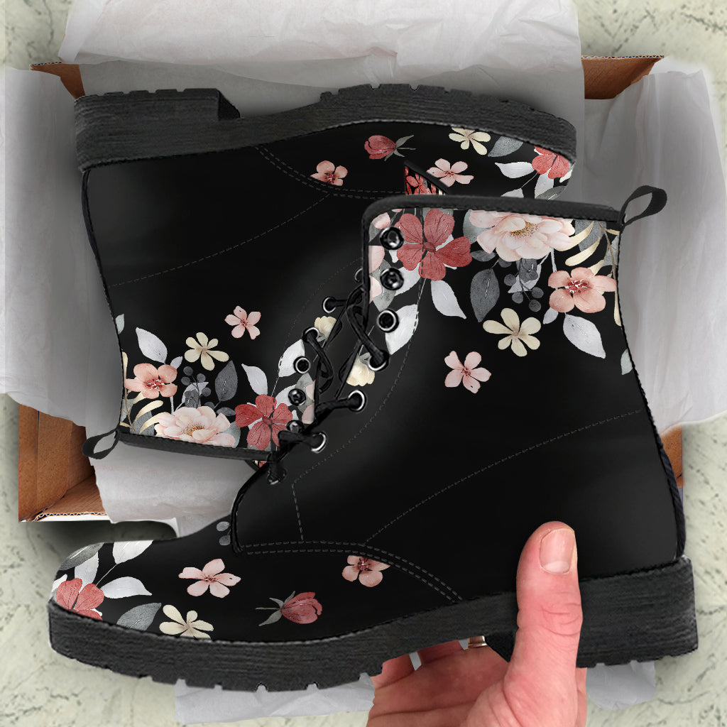Larisa Flowers Black Ankle Boots