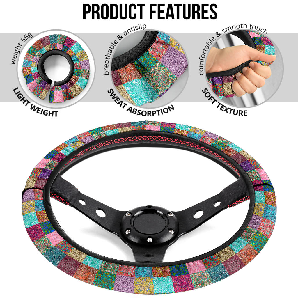 Boho Patchwork Steering Wheel Cover Car Accessories