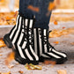 Black White Stripes Chunky Boots