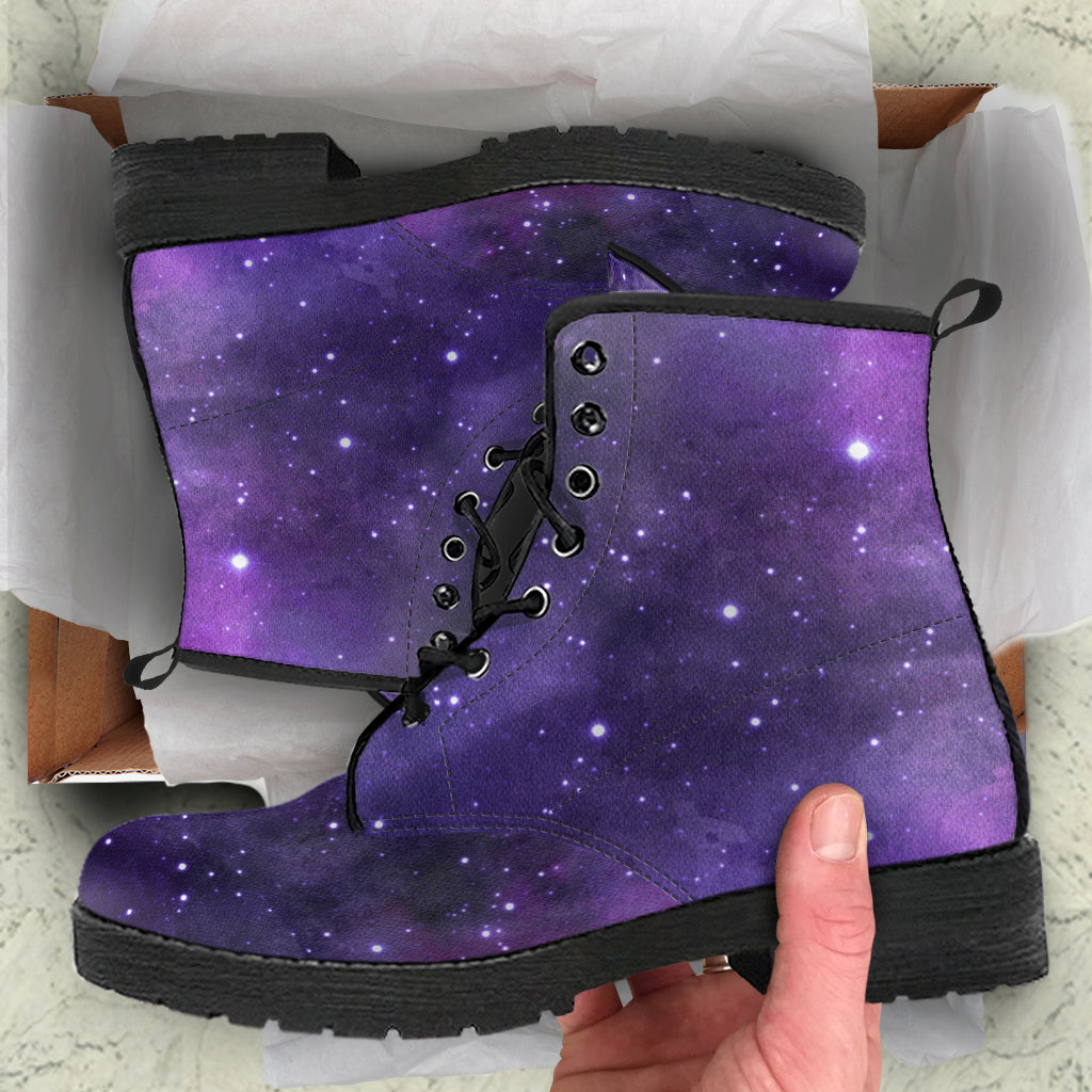 Purple Galaxy Vegan Boots Mens Womens (Light)