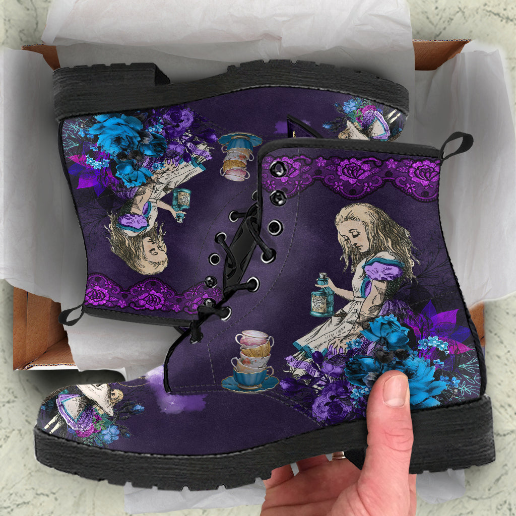 Purple Alice Lace Up Ankle Boots