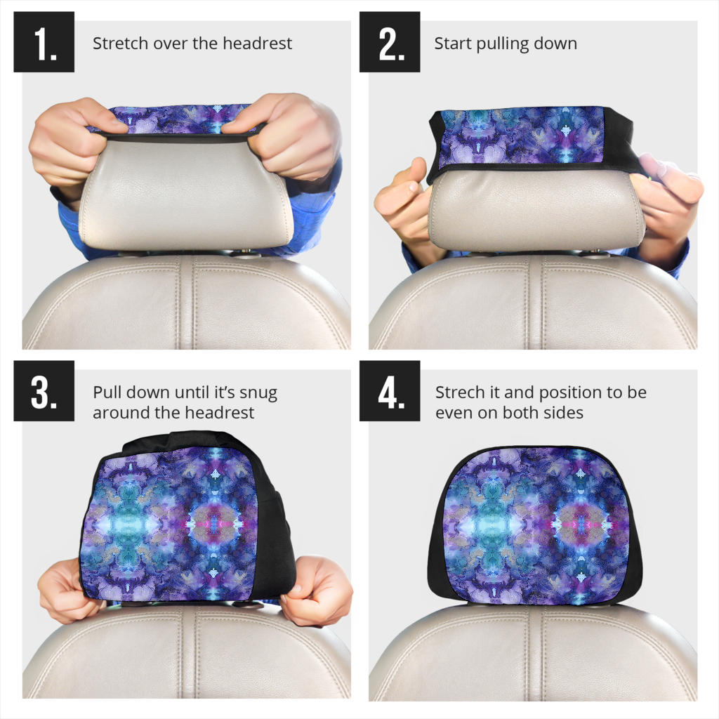 Purple Watercolor Artistic Ink Car Headrest Covers