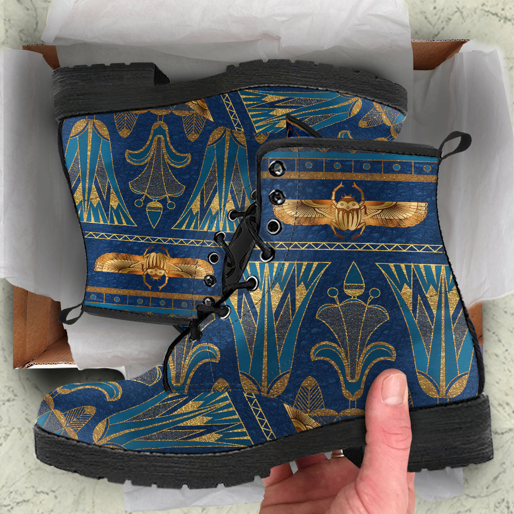 Blue Egyptian ankle boots