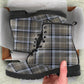 Tan Gray Plaid Vegan Ankle Boots