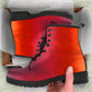 Red Orange Ombre Vegan Boots Lace-Up