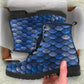 Blue Mermaid Fish Scales Vegan Combat Boots Mens Womens