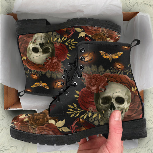 Autumn Goth Skulls Vegan Boots